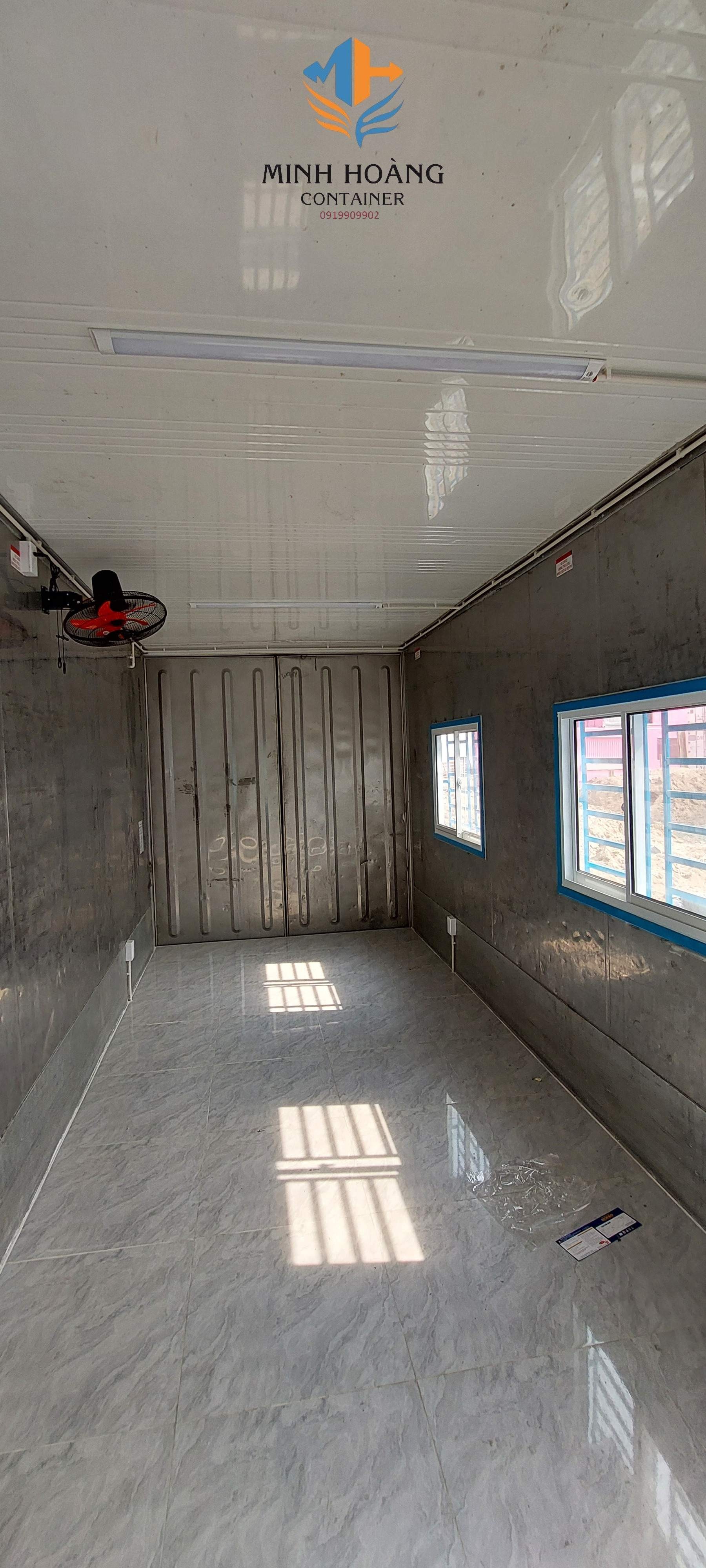 Container văn phòng 20 feet xanh dương đầy đủ điện đèn quạt